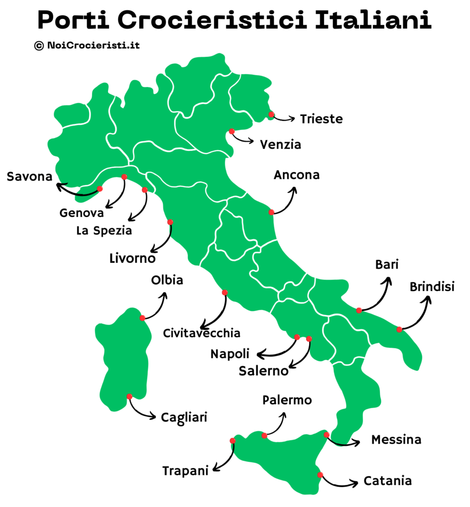 mappa dei porti crocieristici in italia