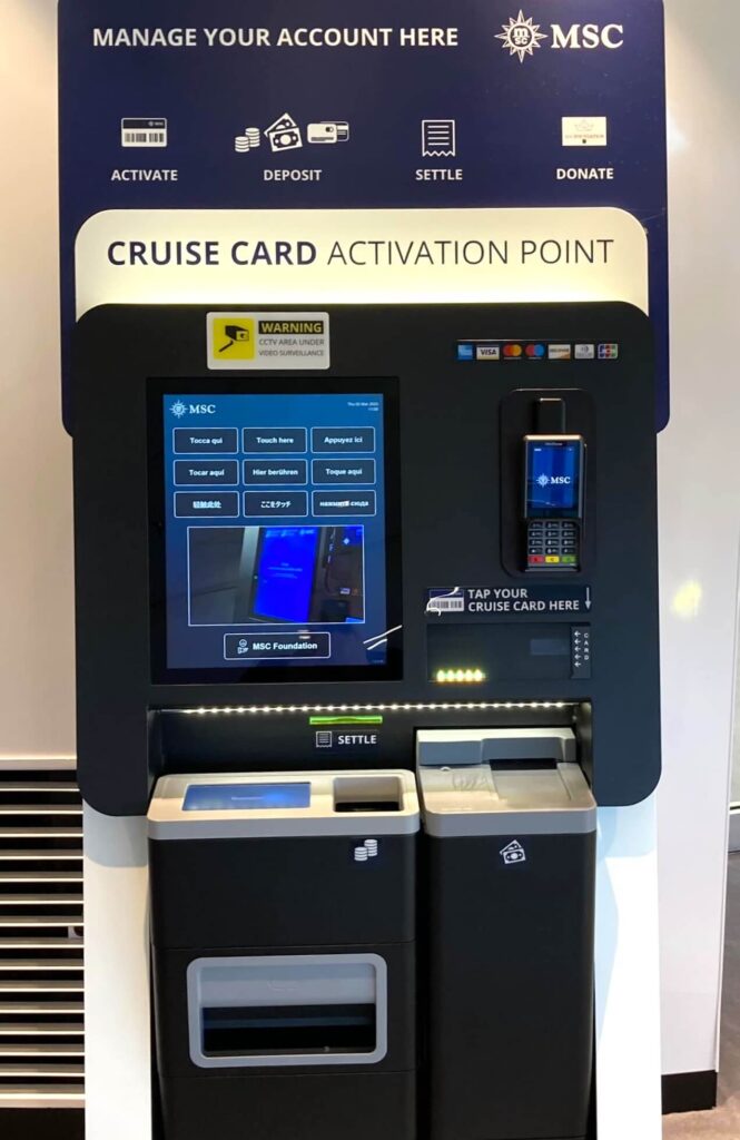 macchina automatica per gestire il conto di bordo su MSC