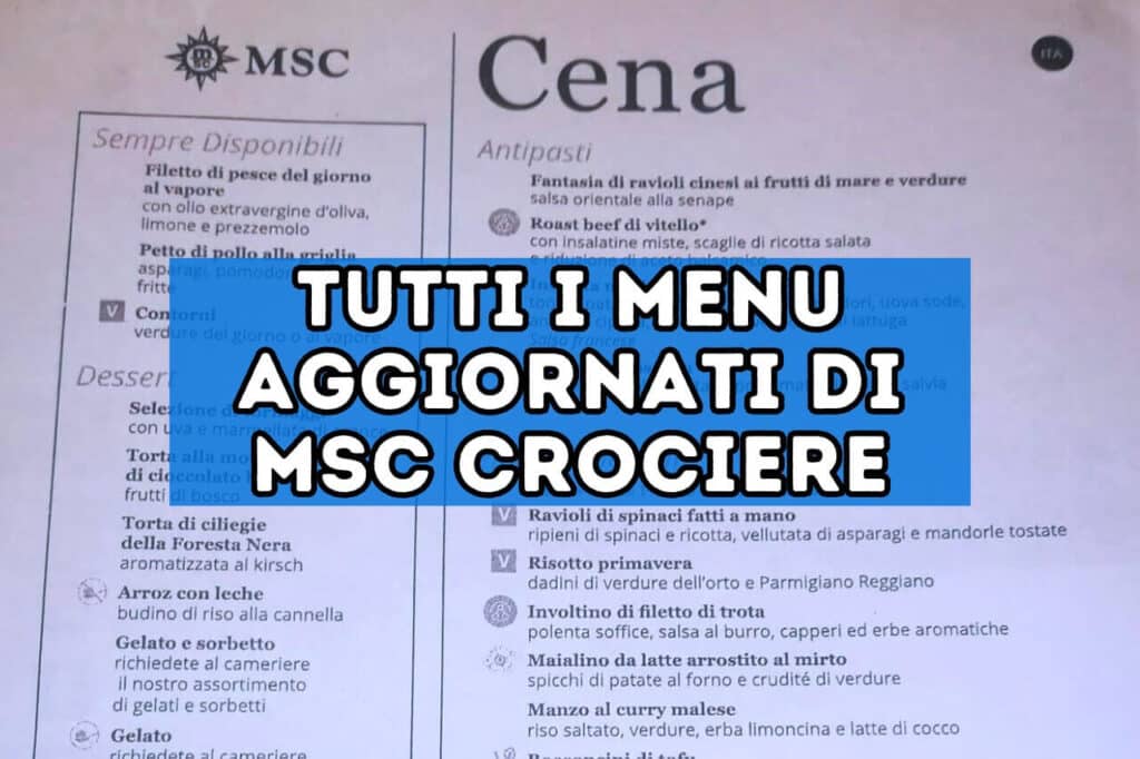 menu msc crociere