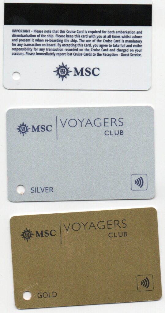 carte dell'MSC Voyagers Club